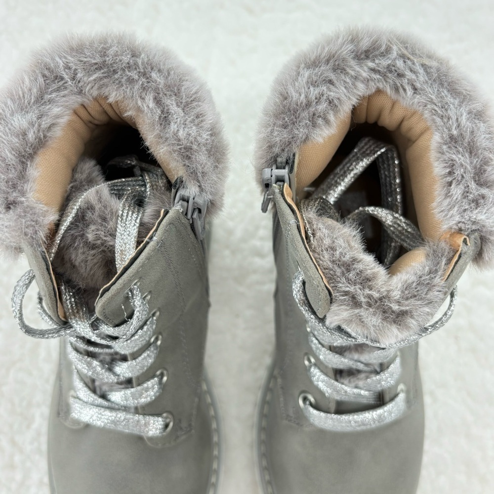 Dolce Vita Girl’s Grey Size 13 Emerald Boots with Faix Fur Trim Combat Boots - Picture 5 of 13